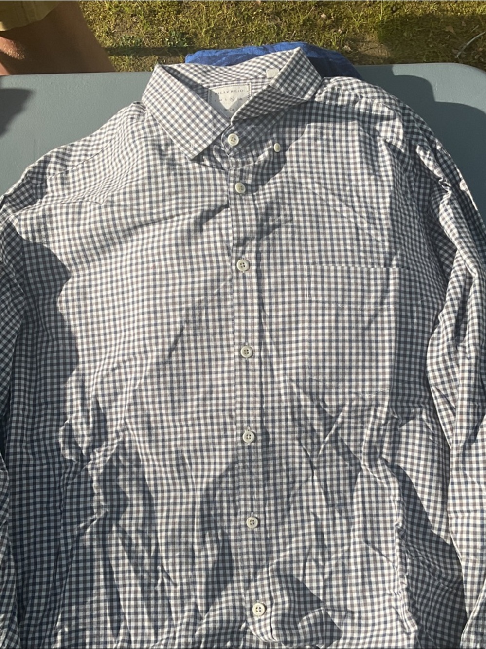 Billy Reid Blue and White Gingham Button-Down Shirt